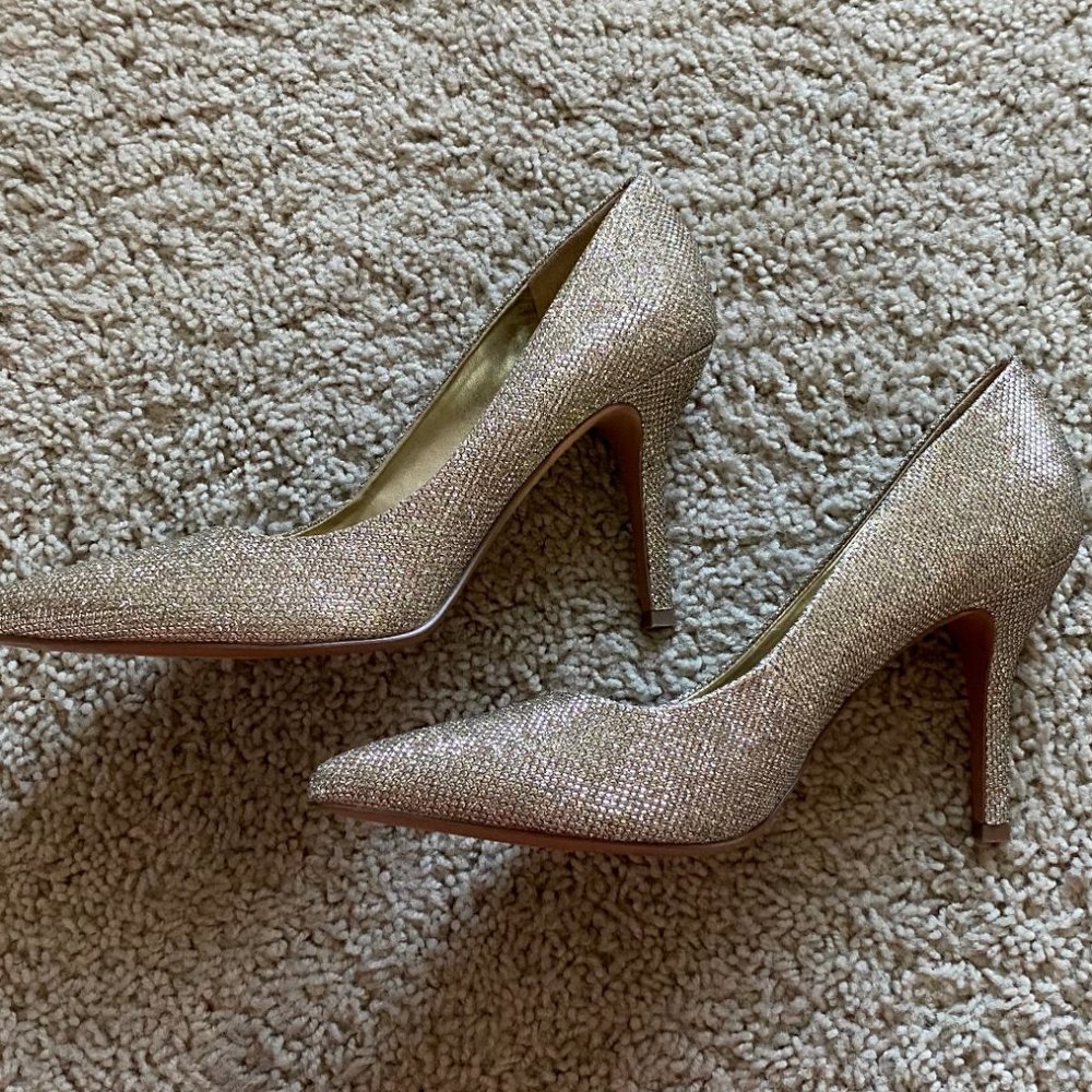 Nine West Gold Glitter Stiletto Heels